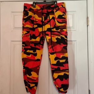 Orange camo jogger pants